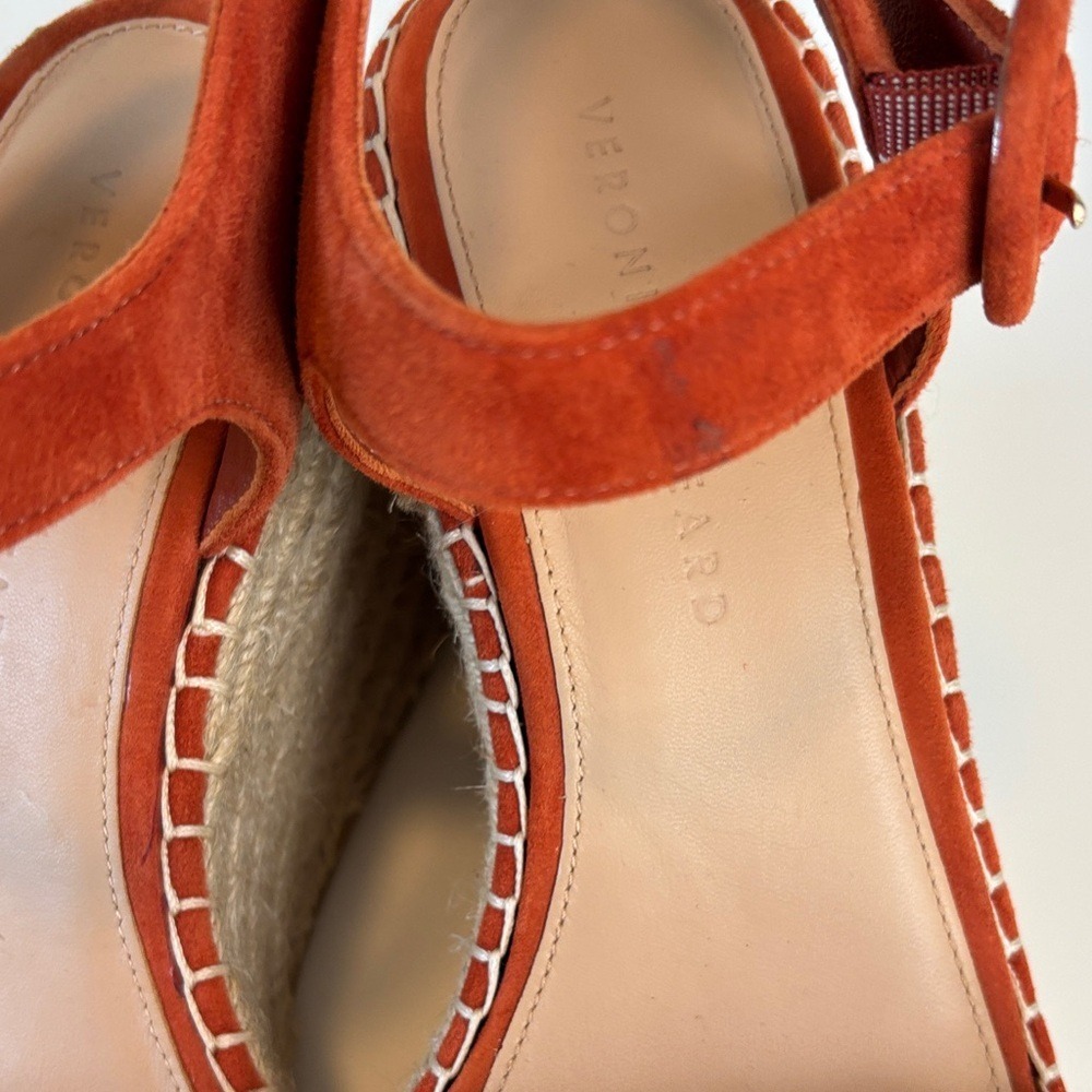 Veronica Beard‎ Size 39 (US 7.5-8) Rust Suede Braided Espadrille Wedge Sandals - Picture 8 of 9